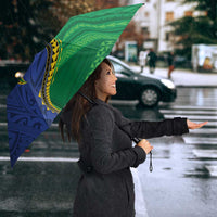 Solomon Islands Independence Day 1978 Personalised Umbrella Polynesian Pattern with Flag Style - Polynesian Pride
