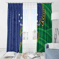 Solomon Islands Independence Day 1978 Personalised Window Curtain Polynesian Pattern with Flag Style