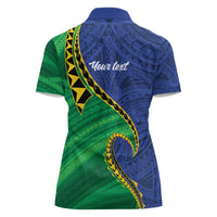 Solomon Islands Independence Day 1978 Personalised Women Polo Shirt Polynesian Pattern with Flag Style