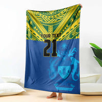 Solomon Islands Rugby Custom Blanket Simple Coat of arm Polynesian Pattern
