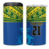 Solomon Islands Rugby Custom 4 in 1 Can Cooler Tumbler Simple Coat of arm Polynesian Pattern
