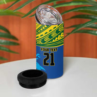 Solomon Islands Rugby Custom 4 in 1 Can Cooler Tumbler Simple Coat of arm Polynesian Pattern