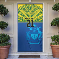 Solomon Islands Rugby Custom Door Cover Simple Coat of arm Polynesian Pattern - Polynesian Pride
