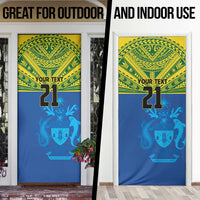 Solomon Islands Rugby Custom Door Cover Simple Coat of arm Polynesian Pattern - Polynesian Pride