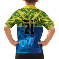 Solomon Islands Rugby Custom Family Matching Tank Maxi Dress and Hawaiian Shirt Simple Coat of arm Polynesian Pattern