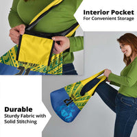 Solomon Islands Rugby Custom Grocery Bag Simple Coat of arm Polynesian Pattern