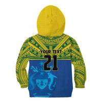 Solomon Islands Rugby Custom Kid Hoodie Simple Coat of arm Polynesian Pattern