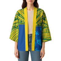 Solomon Islands Rugby Custom Kimono Simple Coat of arm Polynesian Pattern - Polynesian Pride