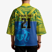 Solomon Islands Rugby Custom Kimono Simple Coat of arm Polynesian Pattern - Polynesian Pride