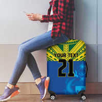Solomon Islands Rugby Custom Luggage Cover Simple Coat of arm Polynesian Pattern