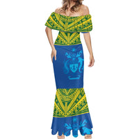 Solomon Islands Rugby Custom Mermaid Dress Simple Coat of arm Polynesian Pattern