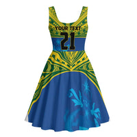 Solomon Islands Rugby Custom Midi Dress Simple Coat of arm Polynesian Pattern - Polynesian Pride