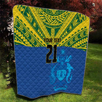 Solomon Islands Rugby Custom Quilt Simple Coat of arm Polynesian Pattern