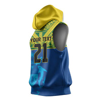 Solomon Islands Rugby Custom Sleeveless Hoodie Simple Coat of arm Polynesian Pattern LT9 - Polynesian Pride
