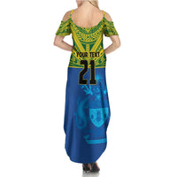 Solomon Islands Rugby Custom Summer Maxi Dress Simple Coat of arm Polynesian Pattern