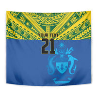 Solomon Islands Rugby Custom Tapestry Simple Coat of arm Polynesian Pattern
