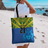 Solomon Islands Rugby Custom Tote Bag Simple Coat of arm Polynesian Pattern - Polynesian Pride