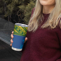 Solomon Islands Rugby Custom Tumbler Cup Simple Coat of arm Polynesian Pattern