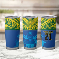 Solomon Islands Rugby Custom Tumbler Cup Simple Coat of arm Polynesian Pattern