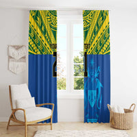 Solomon Islands Rugby Custom Window Curtain Simple Coat of arm Polynesian Pattern
