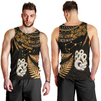 Maori Men Tank Top Matariki Stars Manaia with Paua Shell - Gold LT9 - Polynesian Pride
