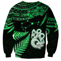 Custom Maori Sweatshirt Matariki Stars Manaia with Paua Shell - Green LT9 - Polynesian Pride
