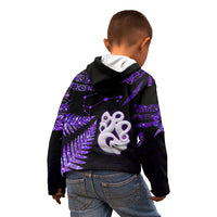Custom New Zealand Kid Hoodie Matariki NZ Manaia with Paua Shell - Purple LT9 - Polynesian Pride