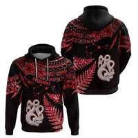 Matariki Hoodie NZ New Year Manaia with Paua Shell Red LT9 - Polynesian Pride