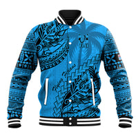 Fiji Rugby Baseball Jacket Kaiviti Fijian Tribal World Cup Blue No1 LT9 Unisex Blue - Polynesian Pride