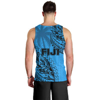 Fiji Rugby Men Tank Top Kaiviti Fijian Tribal World Cup Blue No1 LT9 - Polynesian Pride