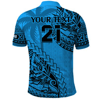 Custom Fiji Rugby Polo Shirt Kaiviti Fijian Tribal World Cup Blue No1 LT9 - Polynesian Pride