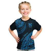 Fiji Rugby Kid T Shirt Kaiviti Fijian Tribal World Cup Blue No2 LT9 Blue - Polynesian Pride