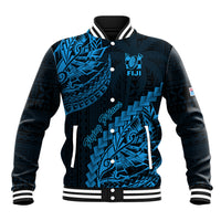 Custom Fiji Rugby Baseball Jacket Kaiviti Fijian Tribal World Cup Blue No2 LT9 Unisex Blue - Polynesian Pride