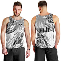 Fiji Rugby Men Tank Top Kaiviti Fijian Tribal World Cup White LT9 - Polynesian Pride