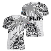 Fiji Rugby Women V Neck T Shirt Kaiviti Fijian Tribal World Cup White LT9 - Polynesian Pride