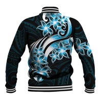 Plumeria Tribal Tattoo Baseball Jacket Blue Polynesian Pattern LT9 - Polynesian Pride