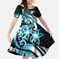 Plumeria Tribal Tattoo Family Matching Summer Maxi Dress and Hawaiian Shirt Blue Polynesian Pattern