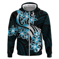 Plumeria Tribal Tattoo Zip Hoodie Blue Polynesian Pattern LT9 Zip Hoodie Blue - Polynesian Pride