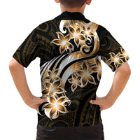 Plumeria Tribal Tattoo Family Matching Tank Maxi Dress and Hawaiian Shirt Gold Polynesian Pattern