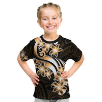 Plumeria Tribal Tattoo Kid T Shirt Gold Polynesian Pattern
