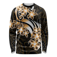 Plumeria Tribal Tattoo Long Sleeve Shirt Gold Polynesian Pattern LT9 Unisex Gold - Polynesian Pride