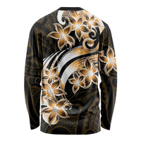 Plumeria Tribal Tattoo Long Sleeve Shirt Gold Polynesian Pattern LT9 - Polynesian Pride