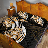 Plumeria Tribal Tattoo Quilt Bed Set Gold Polynesian Pattern