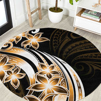Plumeria Tribal Tattoo Round Carpet Gold Polynesian Pattern LT9 Gold - Polynesian Pride