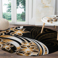 Plumeria Tribal Tattoo Round Carpet Gold Polynesian Pattern LT9 - Polynesian Pride