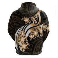 Plumeria Tribal Tattoo Zip Hoodie Gold Polynesian Pattern LT9 - Polynesian Pride