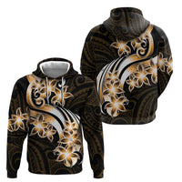Plumeria Tribal Tattoo Zip Hoodie Gold Polynesian Pattern LT9 - Polynesian Pride