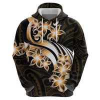 Plumeria Tribal Tattoo Zip Hoodie Gold Polynesian Pattern LT9 - Polynesian Pride