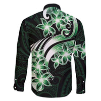 Plumeria Tribal Tattoo Family Matching Off The Shoulder Long Sleeve Dress and Hawaiian Shirt Green Polynesian Pattern LT9 - Polynesian Pride