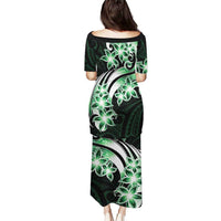 Plumeria Tribal Tattoo Puletasi Green Polynesian Pattern